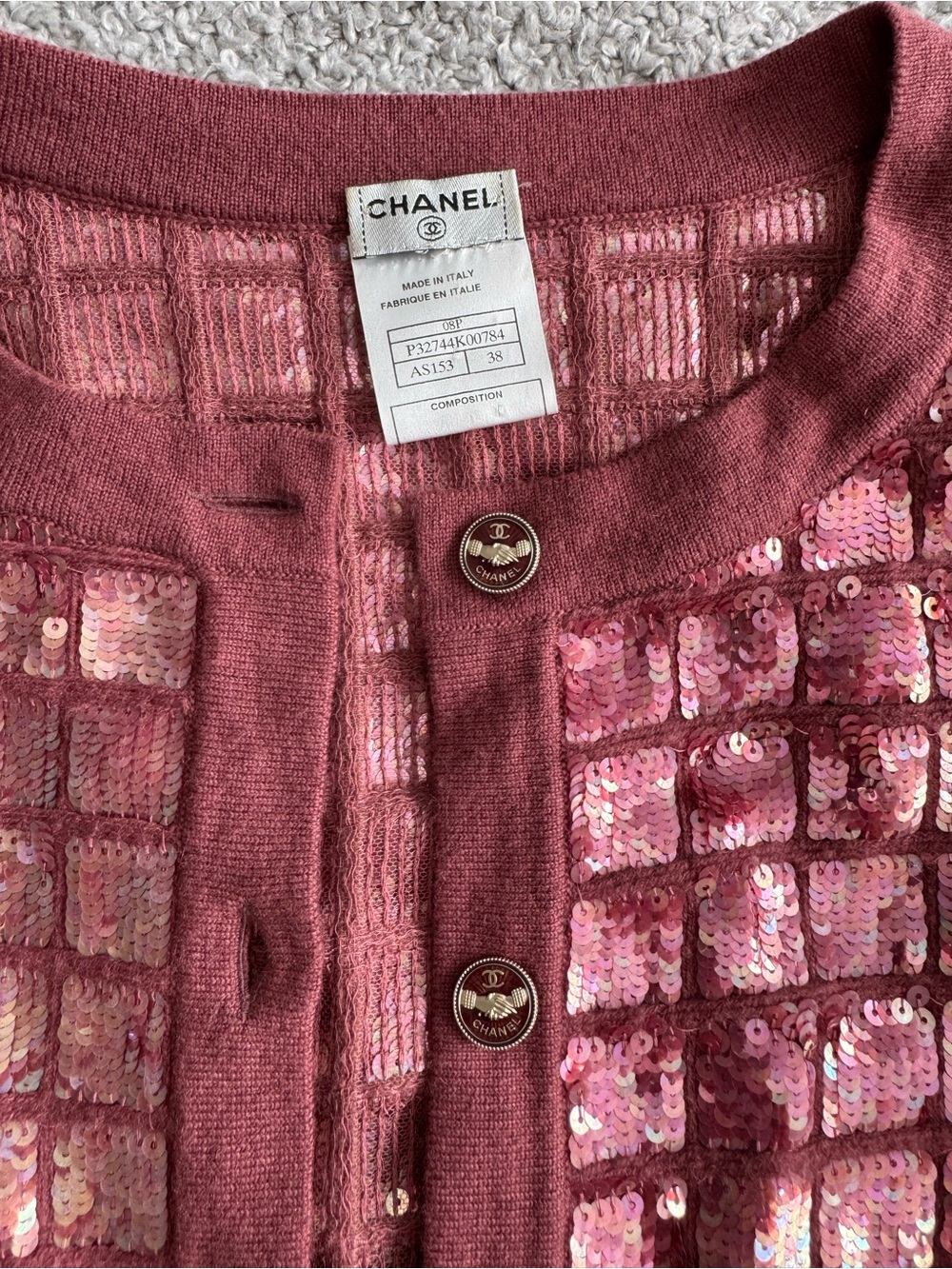 Chanel Spring 2008 Mauve Sequin Grid Cardigan - Picture 4 of 9